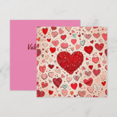 Cute red harten kaart (Voorkant / Achterkant)