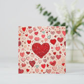 Cute red harten kaart (Staand voorkant)