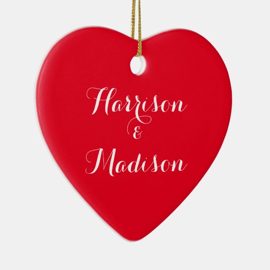 Cute red hartscript kalligraphy koppnames keramisch ornament (Rechts)