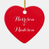 Cute red hartscript kalligraphy koppnames keramisch ornament (Voorkant)