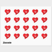 Cute Red Heart Aangepast nummer Sweet Sixteen Ronde Sticker (Vel)