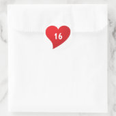 Cute Red Heart Aangepast nummer Sweet Sixteen Ronde Sticker (Tas)