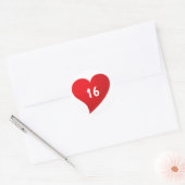 Cute Red Heart Aangepast nummer Sweet Sixteen Ronde Sticker (Envelop)