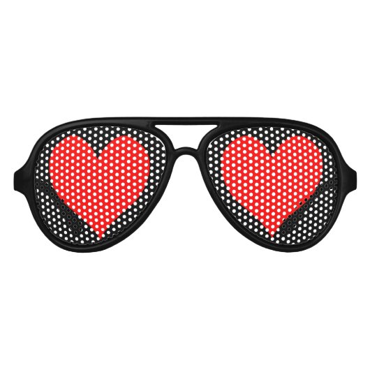 Cute Red Heart Aviator Zonnebril (Voorkant)
