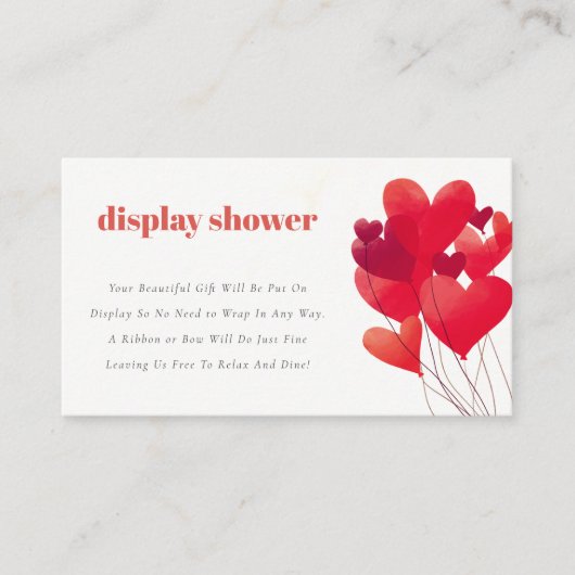 Cute Red Heart Balloons Display Shower Baby shower Informatiekaartje (Voorkant)
