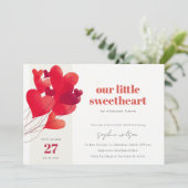 Cute Red Heart Balloons Lieverd Baby shower Kaart (Staand voorkant)