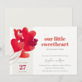 Cute Red Heart Balloons Lieverd Baby shower Kaart (Voorkant / Achterkant)