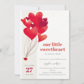 Cute Red Heart Balloons Lieverd Baby shower Kaart (Voorkant)