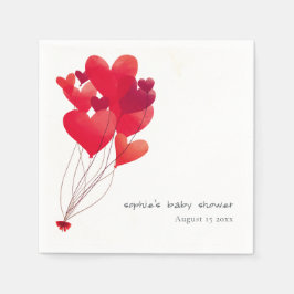 Cute Red Heart Balloons Lieverd Baby shower Servet