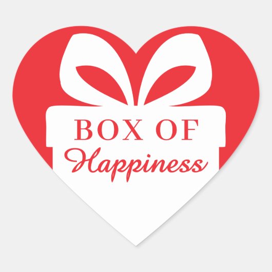 Cute Red Heart “Box of Happiness” Gift Sticker (Voorkant)