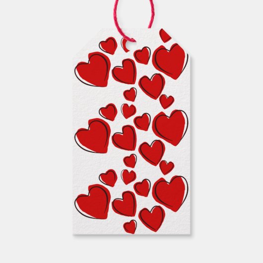 Cute Red Heart Cadeaulabel (Achterkant)