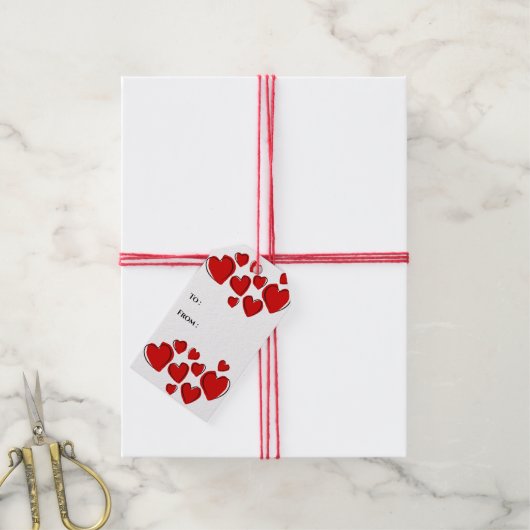 Cute Red Heart Cadeaulabel (Met Touw)