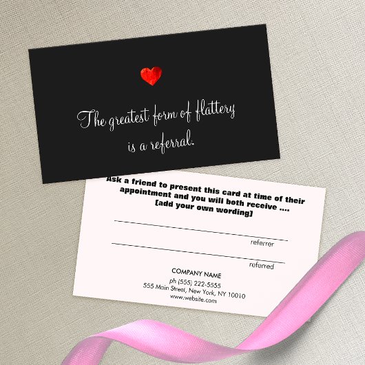 Cute Red Heart Customer Reference Kaart