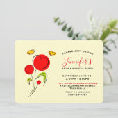 Cute Red Heart Flowers Birthday Kaart (Staand voorkant)