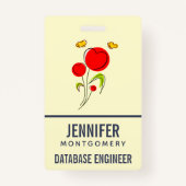 Cute Red Heart Flowers en Yellow Butterflies Badge (Voorkant)