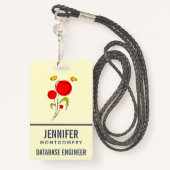 Cute Red Heart Flowers en Yellow Butterflies Badge (Achterkant met draagriem)