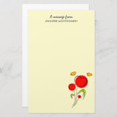 Cute Red Heart Flowers en Yellow Butterflies Briefpapier (Voorkant / Achterkant)