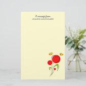 Cute Red Heart Flowers en Yellow Butterflies Briefpapier (Staand voorkant)