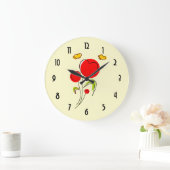 Cute Red Heart Flowers en Yellow Butterflies Grote Klok (Huis)