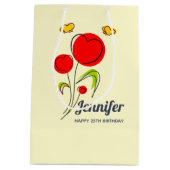 Cute Red Heart Flowers en Yellow Butterflies Medium Cadeauzakje (Achterkant)