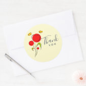 Cute Red Heart Flowers en Yellow Butterflies Ronde Sticker (Envelop)