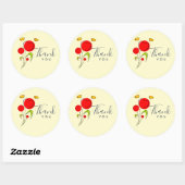Cute Red Heart Flowers en Yellow Butterflies Ronde Sticker (Vel)