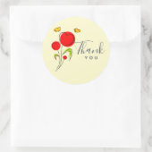 Cute Red Heart Flowers en Yellow Butterflies Ronde Sticker (Tas)