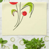 Cute Red Heart Flowers en Yellow Butterflies Theedoek (Gevouwen)