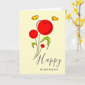 Cute Red Heart Flowers Illustratie Birthday Kaart (Gele Bloem)