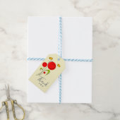 Cute Red Heart Flowers Illustratie Dankuwel Cadeaulabel (Met Touw)
