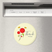 Cute Red Heart Flowers Illustratie Dankuwel Magneet (Insitu (Vaatwasser))