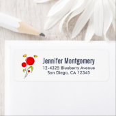 Cute Red Heart Flowers Illustratie Etiket (Insitu)