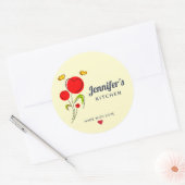 Cute Red Heart Flowers Illustratie Kitchen Ronde Sticker (Envelop)