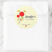 Cute Red Heart Flowers Illustratie Kitchen Ronde Sticker (Tas)