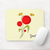 Cute Red Heart Flowers Illustratie Muismat (Met muis)