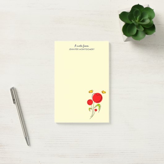 Cute Red Heart Flowers Illustratie Post-it® Notes (Kantoor)