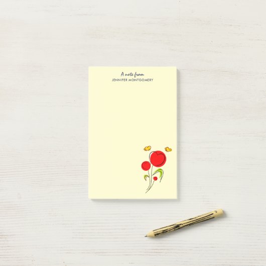 Cute Red Heart Flowers Illustratie Post-it® Notes (Op bureau)