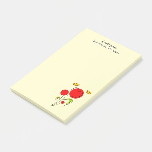 Cute Red Heart Flowers Illustratie Post-it® Notes (Schuin)