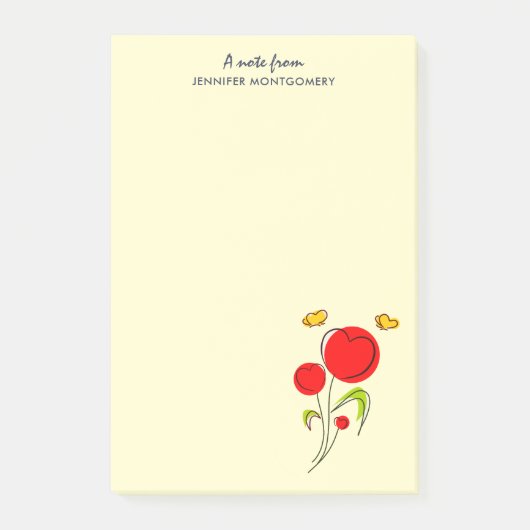 Cute Red Heart Flowers Illustratie Post-it® Notes (Voorkant)