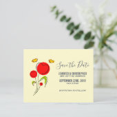 Cute Red Heart Flowers Illustratie Save the Date Briefkaart (Staand voorkant)
