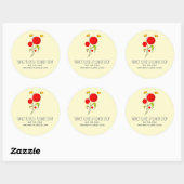 Cute Red Heart Flowers Illustration Business Ronde Sticker (Vel)