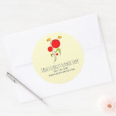 Cute Red Heart Flowers Illustration Business Ronde Sticker (Envelop)