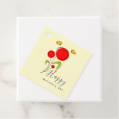 Cute Red Heart Flowers Illustration Moederdag Bedankjes Labels (In situ)