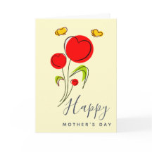 Cute Red Heart Flowers Illustration Moederdag