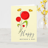 Cute Red Heart Flowers Illustration Moederdag Kaart (Gele Bloem)