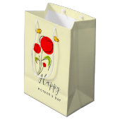 Cute Red Heart Flowers Illustration Moederdag Medium Cadeauzakje (Achterkant Gekanteld)