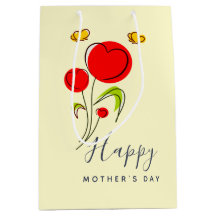 Cute Red Heart Flowers Illustration Moederdag