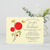 Cute Red Heart Flowers Illustration Wedding Kaart (Staand voorkant)