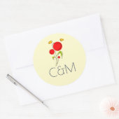 Cute Red Heart Flowers Illustration Wedding Ronde Sticker (Envelop)