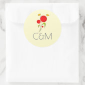 Cute Red Heart Flowers Illustration Wedding Ronde Sticker (Tas)
